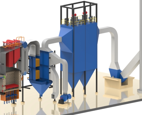 Coal fired fluidised type boiler